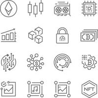 pacchetto di icone crittografiche per app, blog e social media vettore