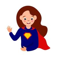 illustrazione vettoriale del personaggio super ragazza isolata su sfondo bianco. persona super eroe, costume da festa colorato in cartone animato.