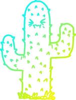 cactus del fumetto di disegno a linea a gradiente freddo vettore
