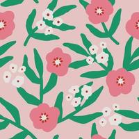 modello senza cuciture disegnato a mano semplice con fiori rosa vettore