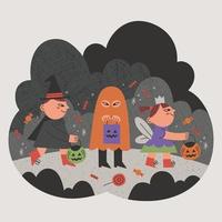 vettore piatto disegnato a mano dell'illustrazione di halloween per bambini