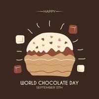 felice giornata mondiale del cioccolato 13 settembre illustrazione su sfondo isolato vettore