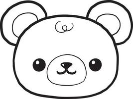 orso doodle cartone animato kawaii anime carino pagina da colorare vettore