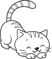 gatto doodle cartone animato kawaii anime carino pagina da colorare vettore