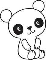 Panda doodle cartone animato kawaii anime carino pagina da colorare vettore
