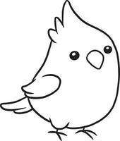 uccello doodle cartone animato kawaii anime carino pagina da colorare vettore