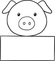 maiale animale cartone animato doodle kawaii anime colorazione pagina carino illustrazione clip art carattere vettore