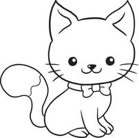 gatto doodle cartone animato kawaii anime carino pagina da colorare vettore