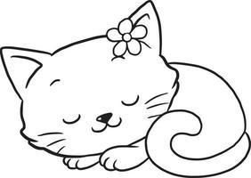 gatto doodle cartone animato kawaii anime carino pagina da colorare vettore