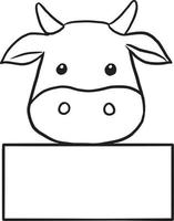 mucca animale cartone animato doodle kawaii anime colorazione pagina carino illustrazione clip art carattere vettore