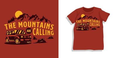 design per auto fuoristrada e tshirt da montagna vettore