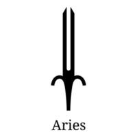 icona della spada ariete. sagoma dell'arma zodiacale. una delle 12 armi dello zodiaco. vettore astrologico, segno dell'oroscopo. simbolo dello zodiaco. illustrazione vettoriale isolato su sfondo bianco.