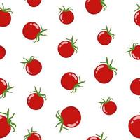 senza cuciture con pomodoro rosso fresco vegetale isolato su sfondo bianco. cibo organico. stile piatto cartone animato. illustrazione vettoriale per il tuo design, web, carta da imballaggio, tessuto, carta da parati.
