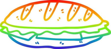 panino al formaggio con disegno a linea sfumata arcobaleno vettore