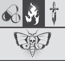 icone piatte del tatuaggio minimalista vettore