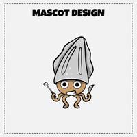 disegno dell'illustrazione della mascotte del calamaro di vettore del logo dell'alimento