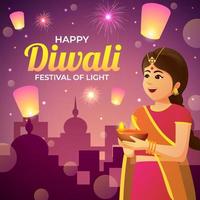 celebrare il concetto del festival di diwali vettore