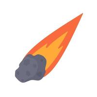 cartone animato cometa. il meteorite cadde a terra e scoppiò. vettore