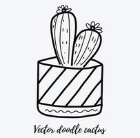 illustrazione del cactus di doodle di vettore. pianta della casa di arte della linea nera in una pentola. ottimo per diversi tipi di design e sfondi vettore