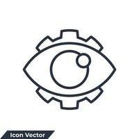 illustrazione vettoriale del logo dell'icona di visione. modello di simbolo dell'ingranaggio dell'occhio per la raccolta di grafica e web design