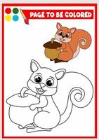 libro da colorare per bambini. scoiattolo vettore