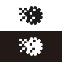 design del logo dell'ingranaggio pixel art vettore