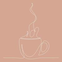 disegno a linea continua di un'illustrazione vettoriale di una tazza di caffè
