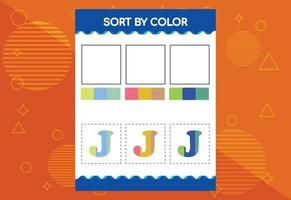 alfabeto j ordina per colore per i bambini. buono per progetti scolastici e asili vettore