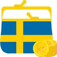 bandiera svedese vettore bandiera disegnata a mano, corona svedese vettore disegnato a mano