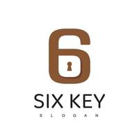 modello di logo a sei chiavi, icona sicura vettore