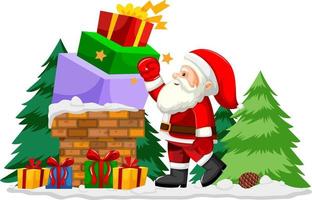 Babbo Natale con scatole regalo vettore