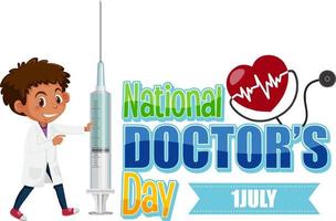 medico maschio il giorno del medico nel logo di luglio vettore