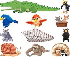 set di cartoni animati di vari animali vettore