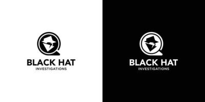 design moderno e unico del logo dell'illustrazione del detective del cappello nero 7 vettore