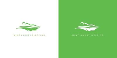 design moderno e lussuoso del logo relax con combinazione di foglie di menta 02 vettore