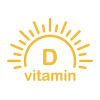 testo di vitamina D con icona del sole vettore bellezza, farmacia, nutrizione concetto di cura della pelle per progettazione grafica, logo, sito web, social media, app mobile, illustrazione dell'interfaccia utente