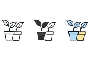 vaso di piante icone simbolo elementi vettoriali per il web infografica