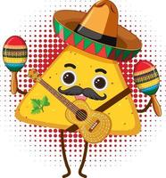 nachos cibo messicano personaggio dei cartoni animati vettore