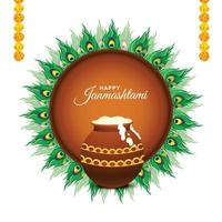 festival indù dell'india felice sfondo della carta janmashtami vettore