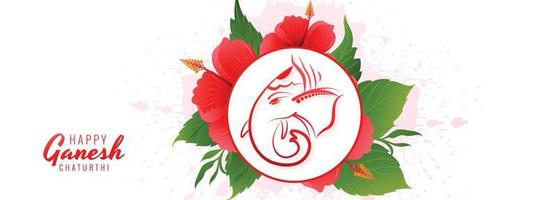 felice ganesh chaturthi banner festival indiano per fiori sfondo vettore