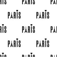 modello senza cuciture con la parola di Parigi con la torre eiffel su sfondo bianco. illustrazione vettoriale per design, web, carta da imballaggio, tessuto