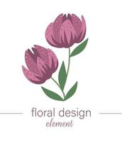 elemento decorativo verticale floreale di vettore. illustrazione piatta alla moda con fiori, foglie, rami. ClipArt di prato, bosco, foresta. bellissimo bouquet primaverile o estivo isolato su sfondo bianco vettore