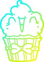 linea di gradiente freddo disegno cupcake cartone animato felice vettore