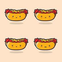 illustrazione vettoriale di emoji carino hot dog