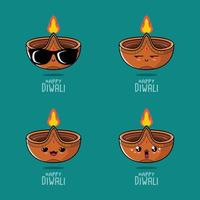 illustrazione vettoriale di simpatici emoji diwali