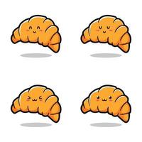 illustrazione vettoriale di emoji croissant carino