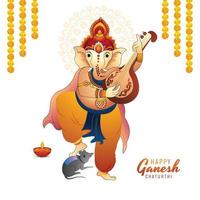 sfondo felice della carta di celebrazione di ganesh chaturthi vettore