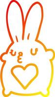 caldo gradiente di disegno coniglio simpatico cartone animato con cuore d'amore vettore