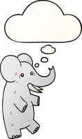 cartone animato elefante e bolla di pensiero in stile sfumato liscio vettore