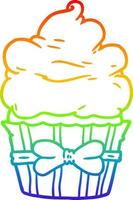 arcobaleno gradiente linea disegno cartone animato cupcake fantasia vettore